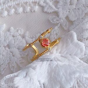 Endless Sunset Natural Orange-Red Tourmaline Double Band Open Ring