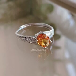 Citrine Twist Solitaire Sterling Silver Adjustable Ring