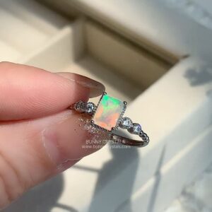 Aurora Royale Ethiopian Opal S925 Sterling Silver Adjustable Ring