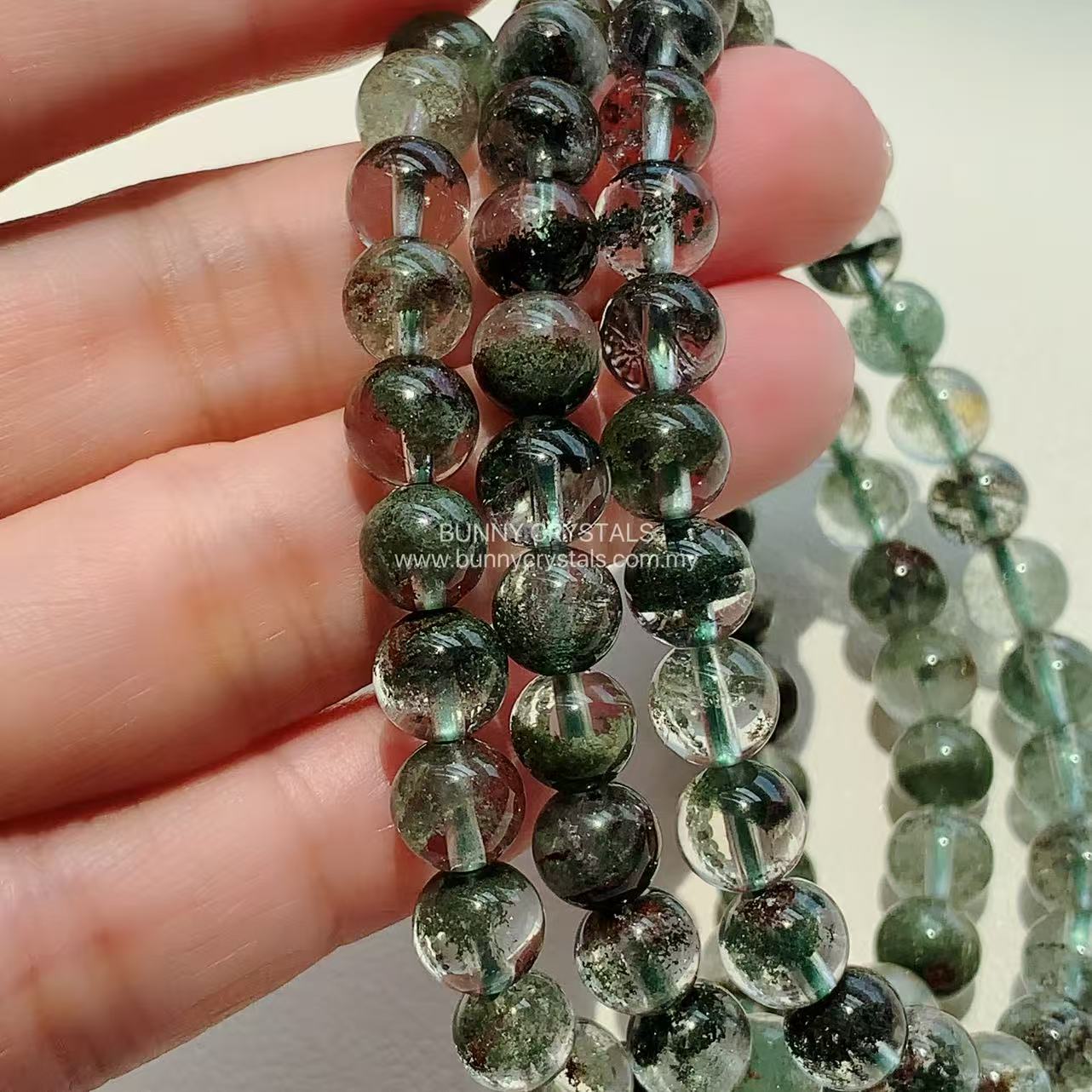 Natural Emerald Veil Green Phantom Quartz Bracelet - Image 2