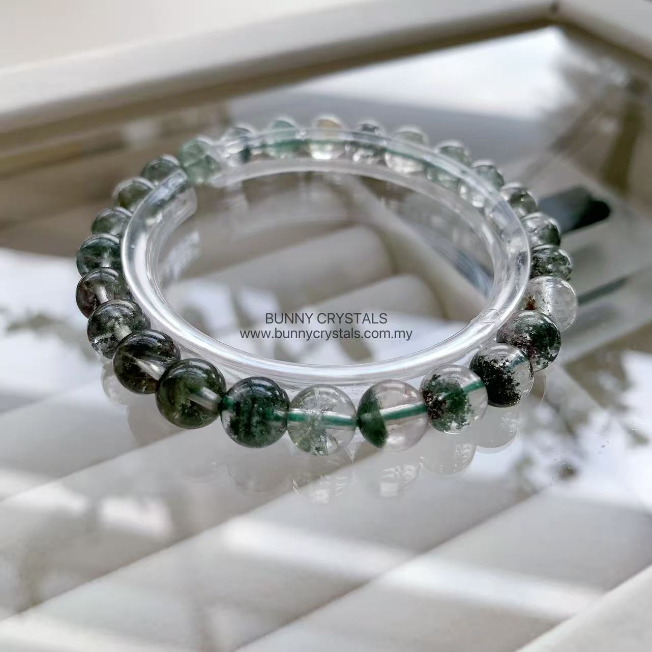 Natural Emerald Veil Green Phantom Quartz Bracelet - Image 4