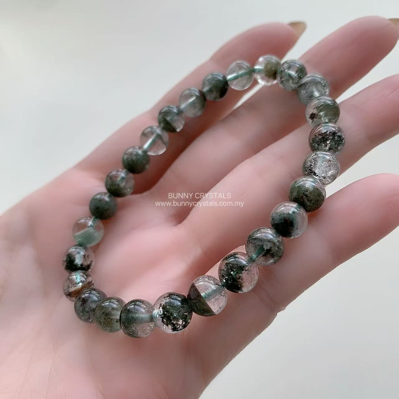 Natural Emerald Veil Green Phantom Quartz Bracelet - Image 9
