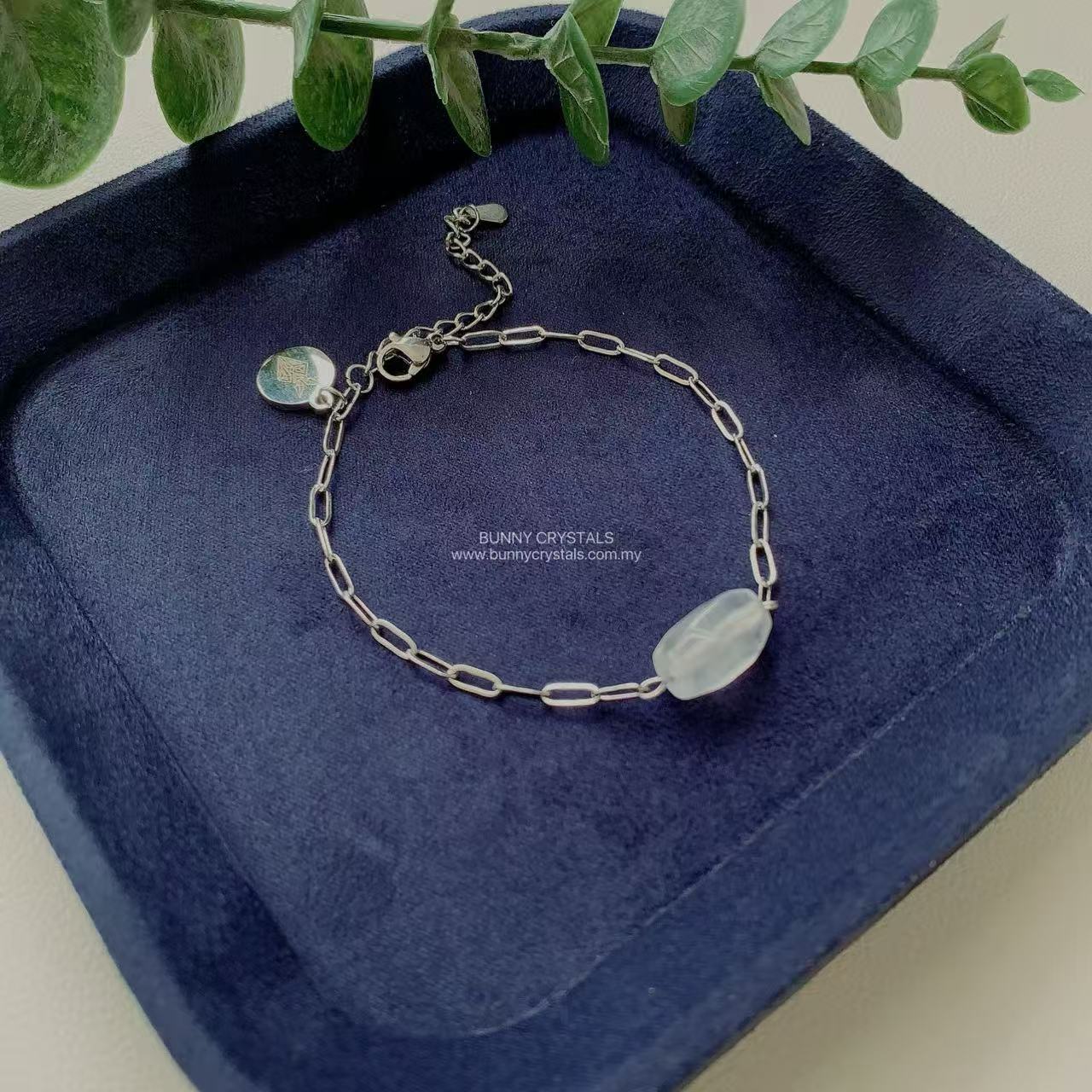 Bunny Crystals Natural Moonstone Dainty Silver Chain Bracelet - Image 4