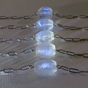 Bunny Crystals Natural Moonstone Dainty Silver Chain Bracelet