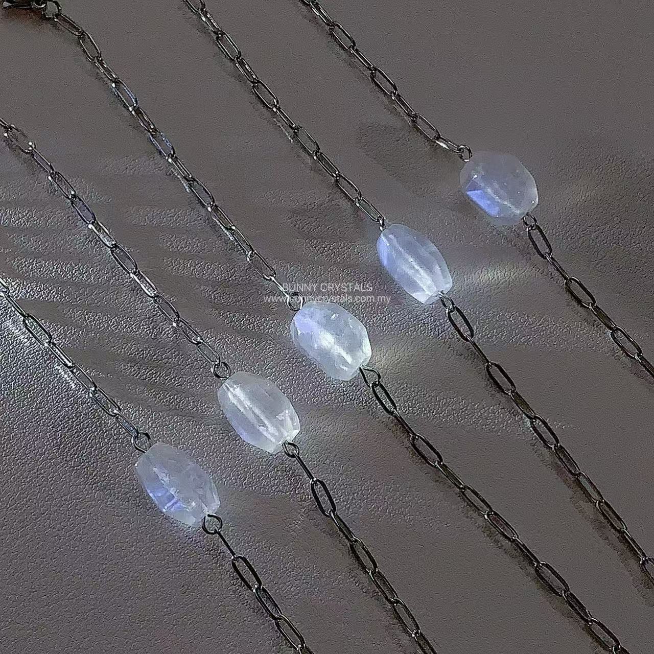 Bunny Crystals Natural Moonstone Dainty Silver Chain Bracelet - Image 6