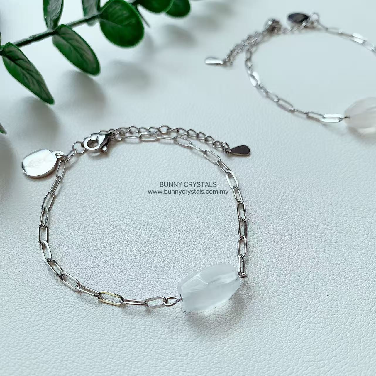 Bunny Crystals Natural Moonstone Dainty Silver Chain Bracelet - Image 7