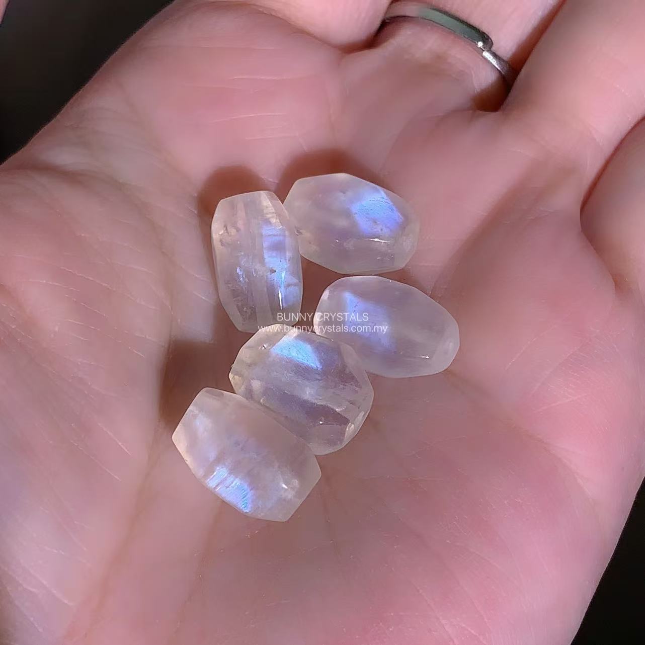 Bunny Crystals Natural Moonstone Dainty Silver Chain Bracelet - Image 8
