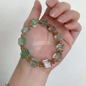 Premium Ice Mint Fluorite Cube Bracelet