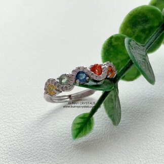 Natural Rainbow Sapphire Infinity S925 Sterling Silver Adjustable Rings