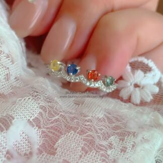 Natural Multi-Color Sapphire s925 Sterling Silver Adjustable Ring